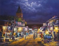 Hanif Shahzad, Empress Market - Karachi, 21 x 28 Inch, Oil on Canvas, Cityscape Painting, AC-HNS-070